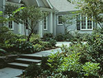 steps from terrace to lower level