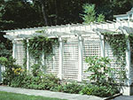 large pergola with lattice sides for privacy