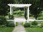 wood pergola and fence separating areas